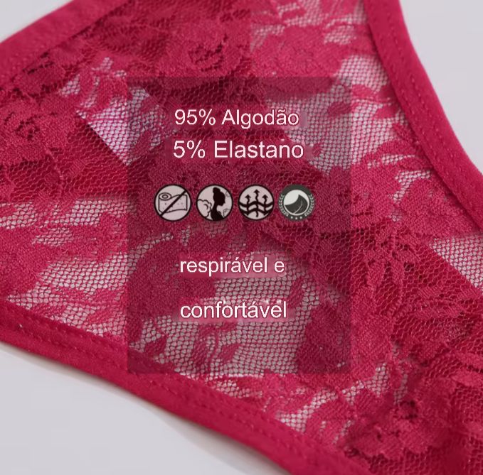 Kit 2 Calcinhas em Renda com Algodão