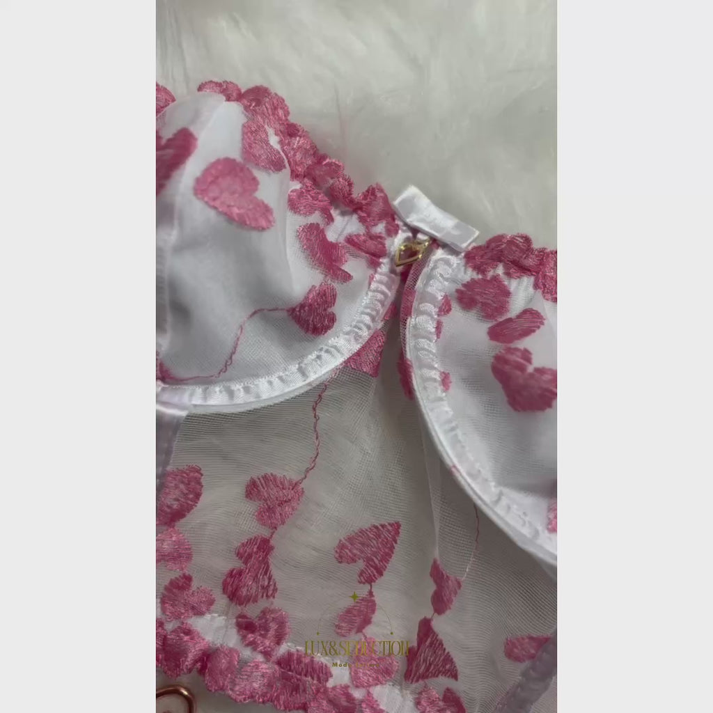 Conjunto Lingerie Tule Corações – Delicadeza & Sedução ✨